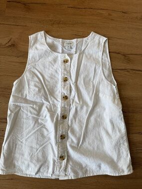 J. Crew White Sleeveless Button-Front Tank Top